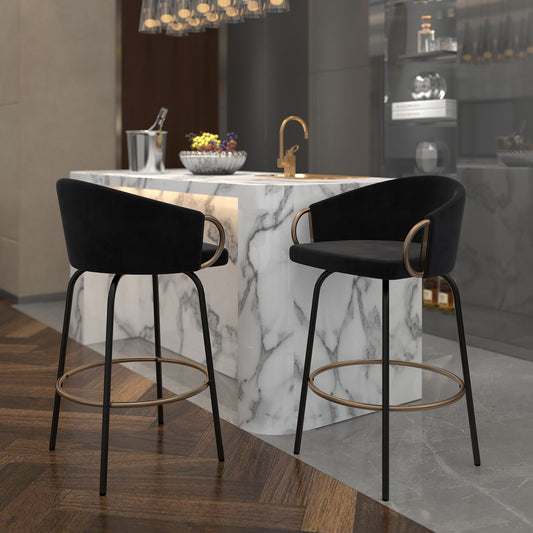 Alora Counter Stool with Swivel Metal Frame- Kitchen Island Chair