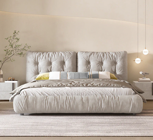 Modern Bed Frame Foam Bed with Upholstered Headboard