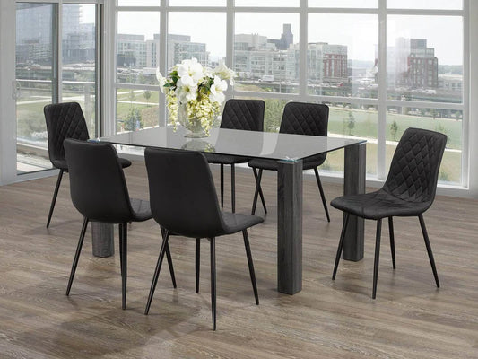 Port Alberni 59" 7-Piece Glass Rectangular Dining Table Set