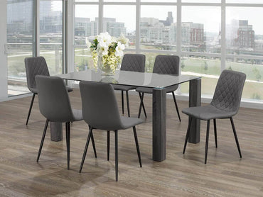 Port Alberni 59" 7-Piece Glass Rectangular Dining Table Set