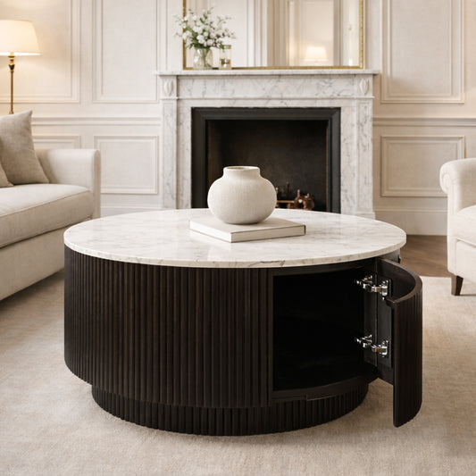 Reyna Round Coffee Table with Hidden Storage