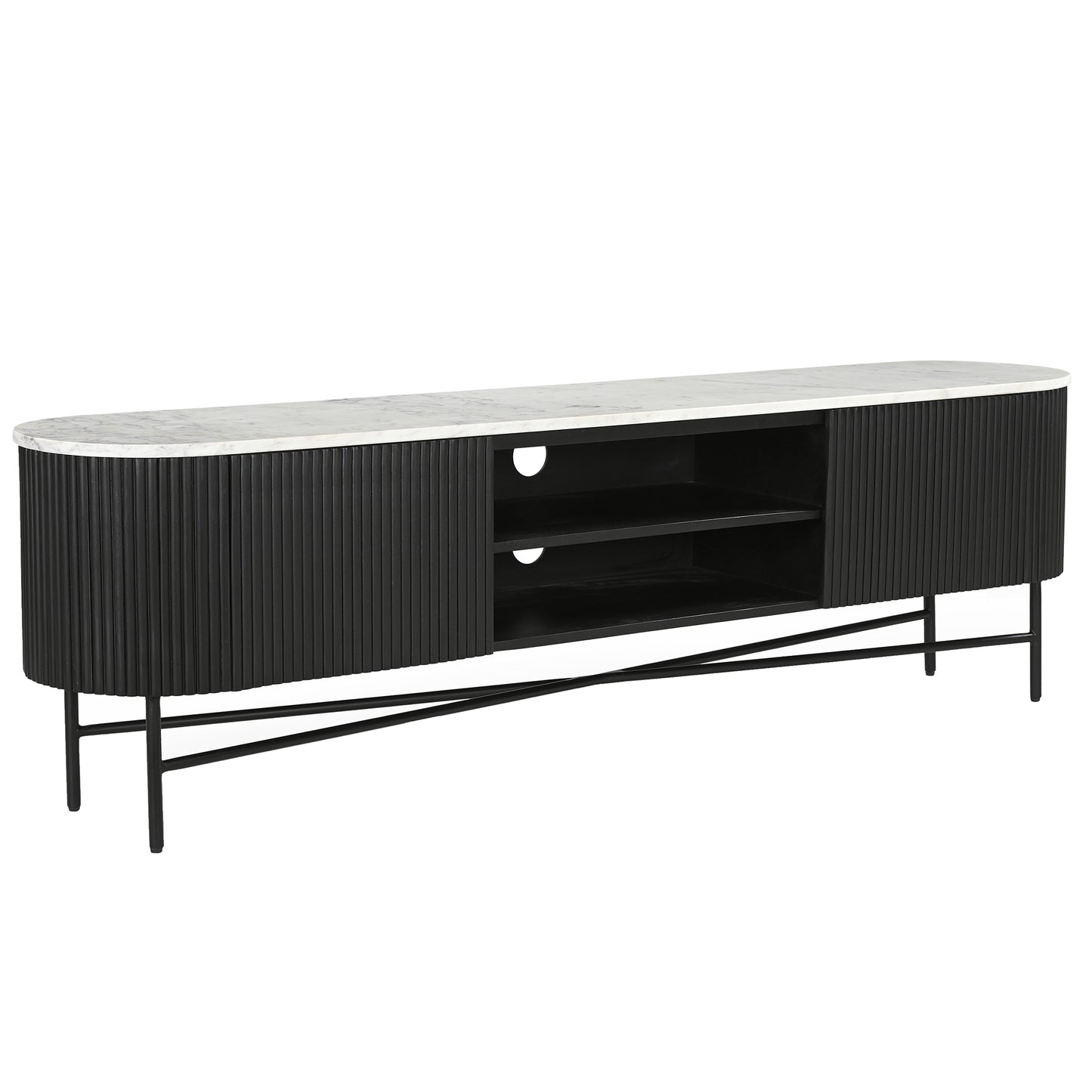 Reyna 71" -Modern Black & White TV Stand/Table with Storage