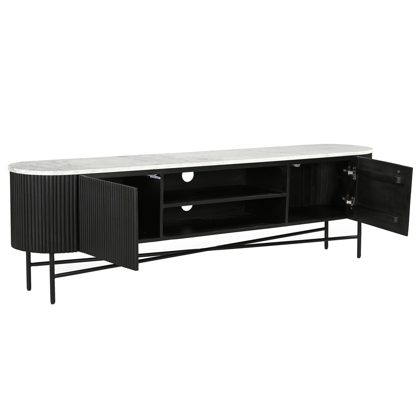 Reyna 71" -Modern Black & White TV Stand/Table with Storage