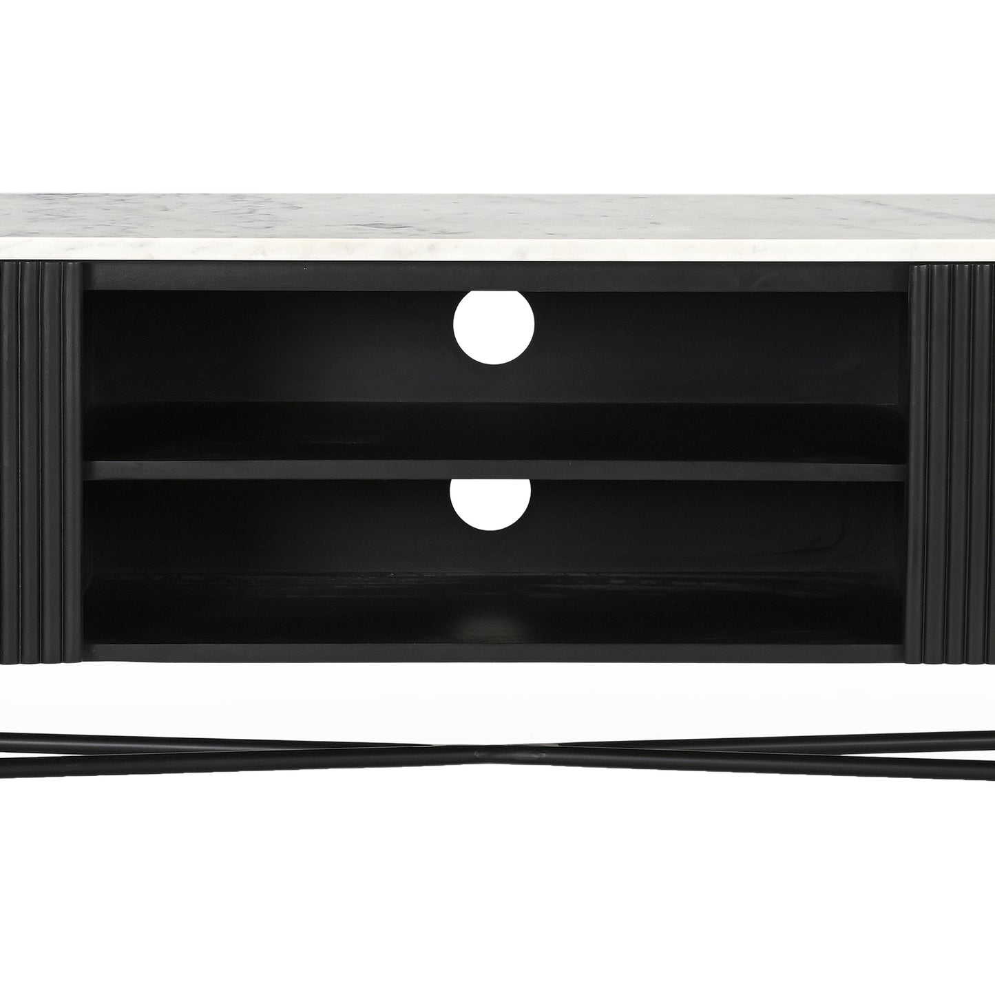 Reyna 71" -Modern Black & White TV Stand/Table with Storage
