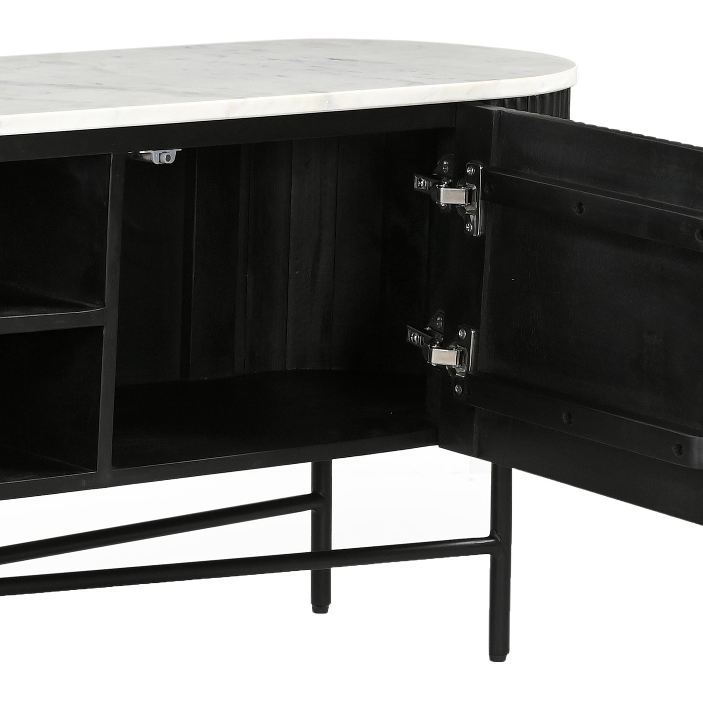 Reyna 71" -Modern Black & White TV Stand/Table with Storage