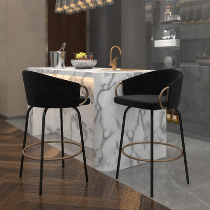 Alora Counter Stool with Swivel Metal Frame- Kitchen Island Chair