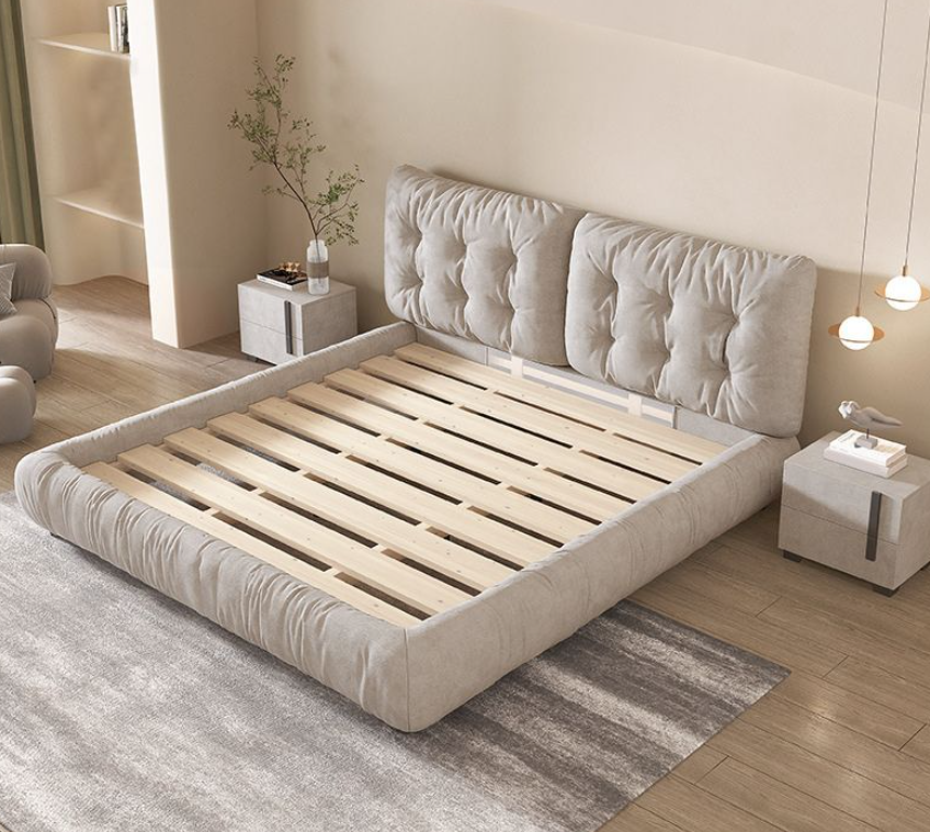 Modern Bed Frame Foam Bed with Upholstered Headboard