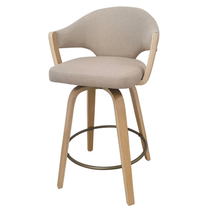 Freya 26" Counter Stool with Swivel, Elegant Wood Design Chair Kitchen Island
