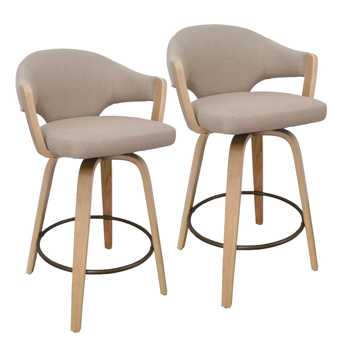 Freya 26" Counter Stool with Swivel, Elegant Wood Design Chair Kitchen Island