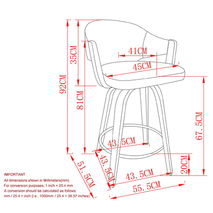 Freya 26" Counter Stool with Swivel, Elegant Wood Design Chair Kitchen Island