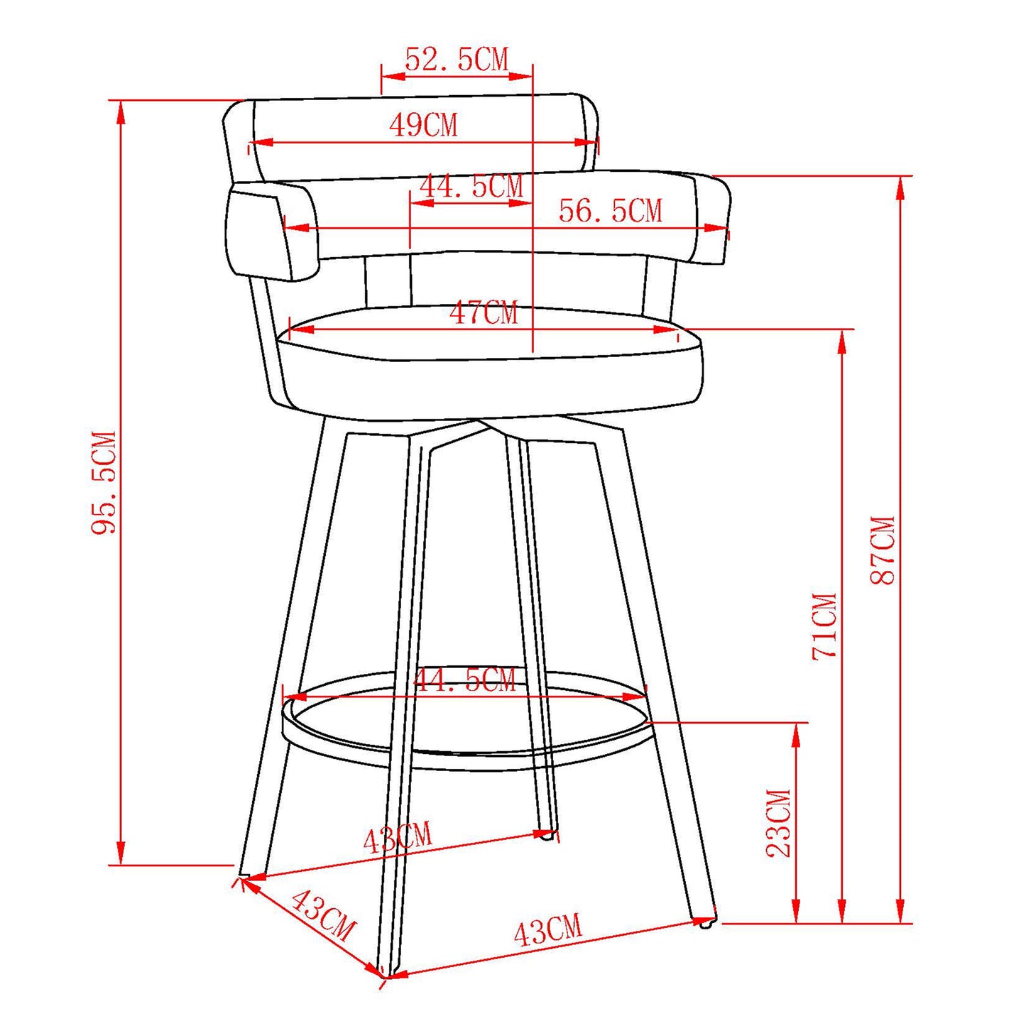 Oberon Counter Stool with Swivel, Modern Luxury Seating Kitchen Island or Bar Stool