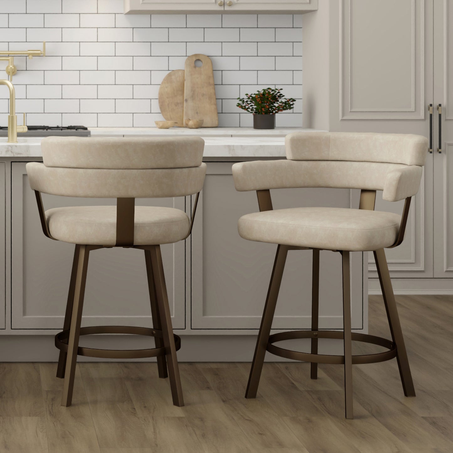 Oberon Counter Stool with Swivel, Modern Luxury Seating Kitchen Island or Bar Stool