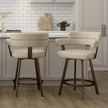 Oberon Counter Stool with Swivel, Modern Luxury Seating Kitchen Island or Bar Stool