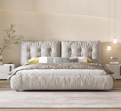 Modern Bed Frame Foam Bed with Upholstered Headboard