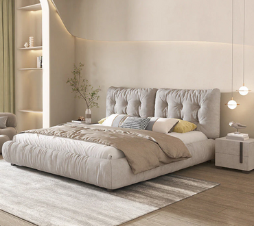 Modern Bed Frame Foam Bed with Upholstered Headboard