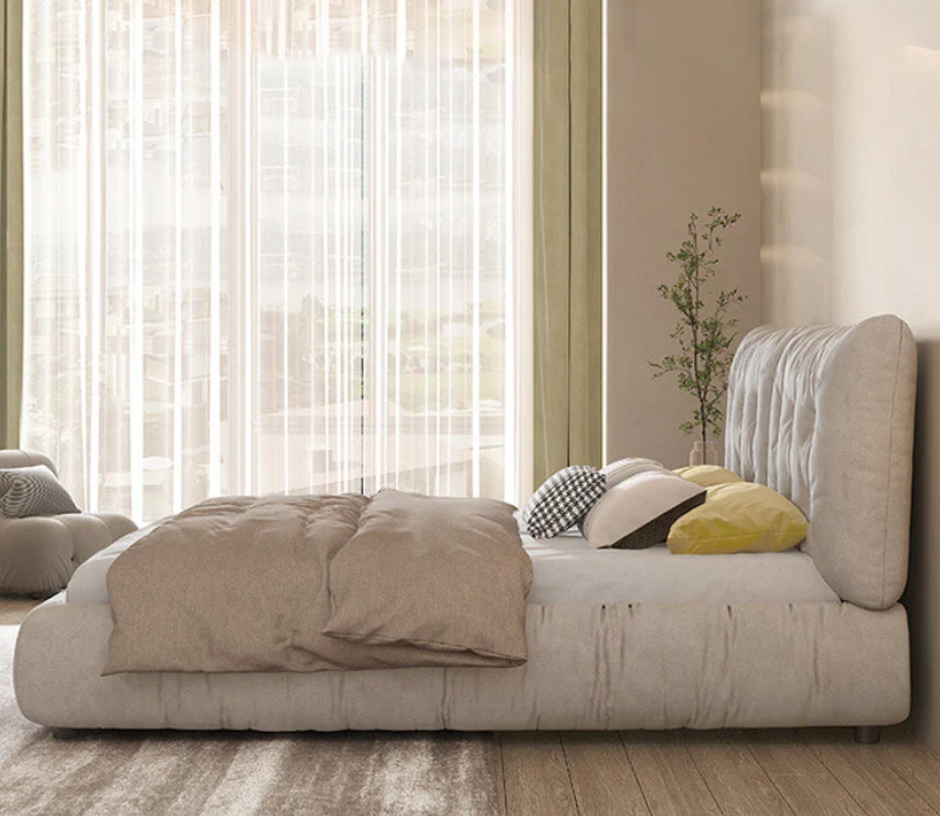 Modern Bed Frame Foam Bed with Upholstered Headboard