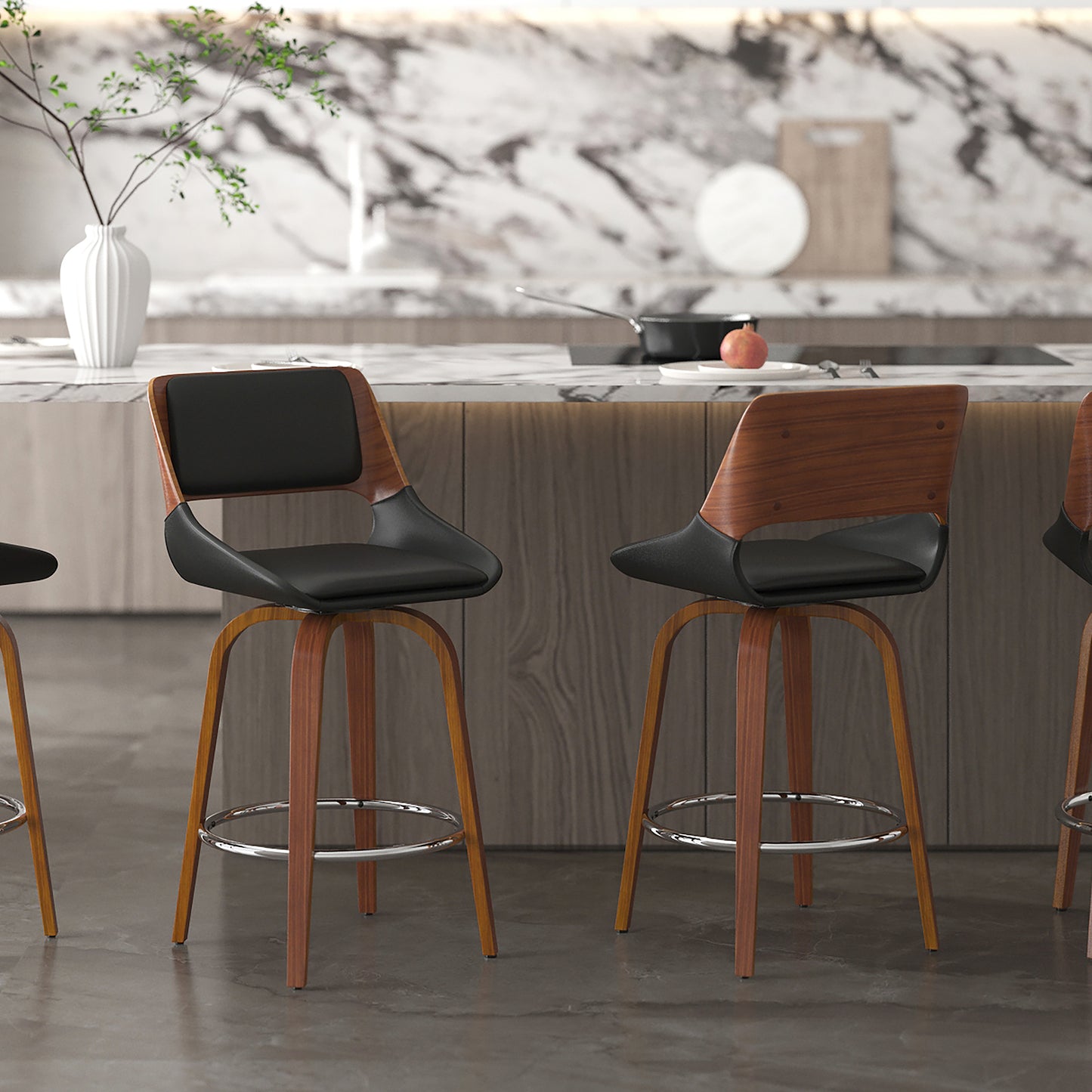 Wellington Century Faux Leather and Wood 26" Counter Stool with Swivel