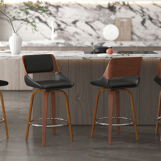 Wellington Century Faux Leather and Wood 26" Counter Stool with Swivel