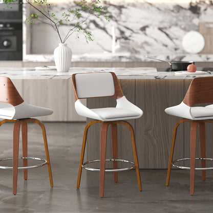 Wellington Century Faux Leather and Wood 26" Counter Stool with Swivel