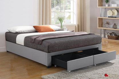 EZ Base Foundation Grey Platform Bed with 2 Storage Drawers King Size