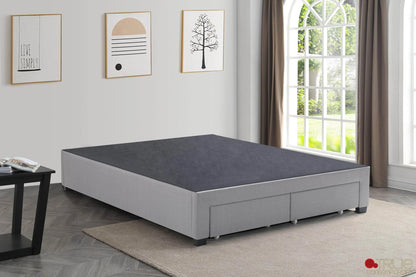 EZ Base Foundation Grey Platform Bed with 2 Storage Drawers King Size