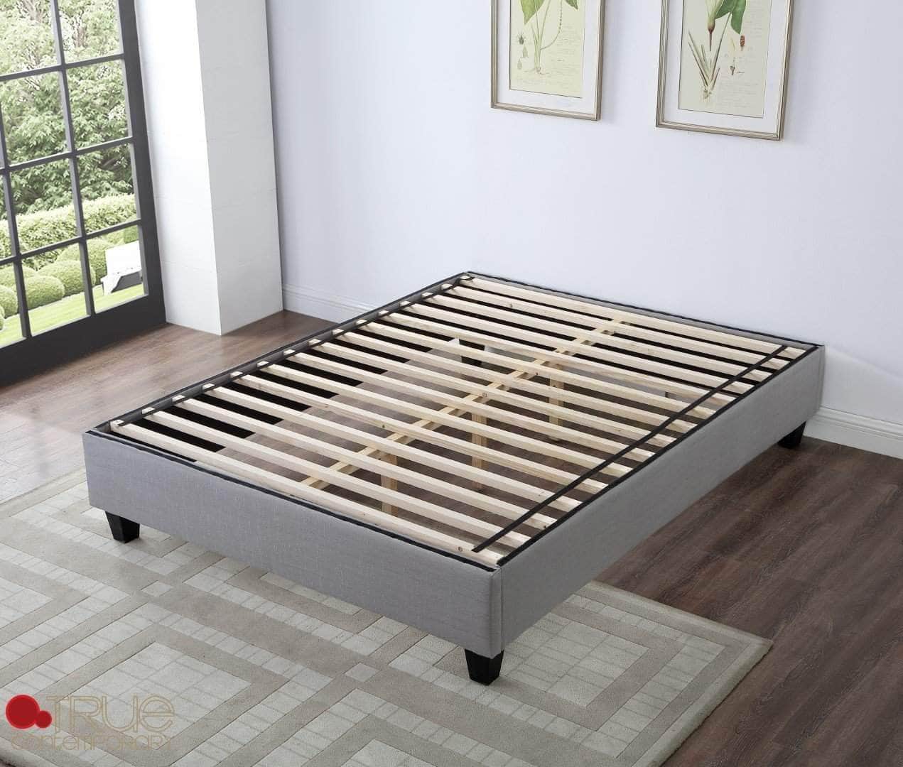 EZ Base Grey Upholstered Bed Foundation Popular King Size