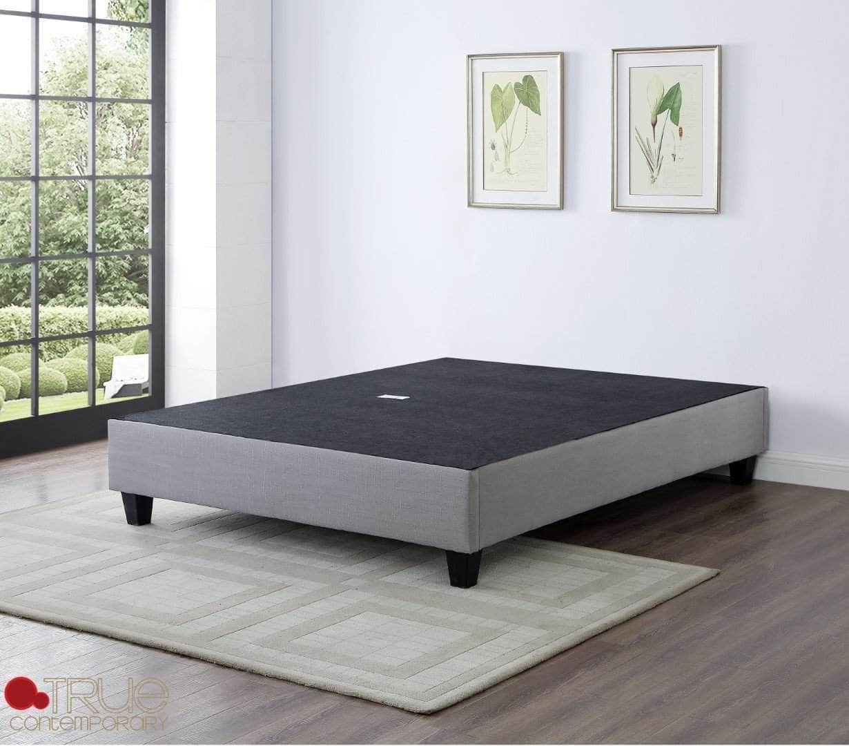 EZ Base Grey Upholstered Bed Foundation Popular King Size