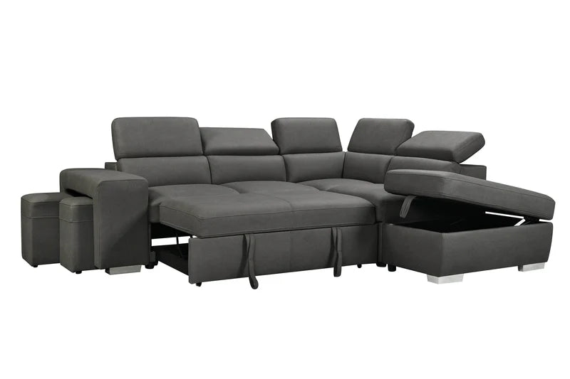 Large Sleeper Sectional Sofa Bed with Storage Ottoman
