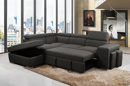 Large Sleeper Sectional Sofa Bed with Storage Ottoman