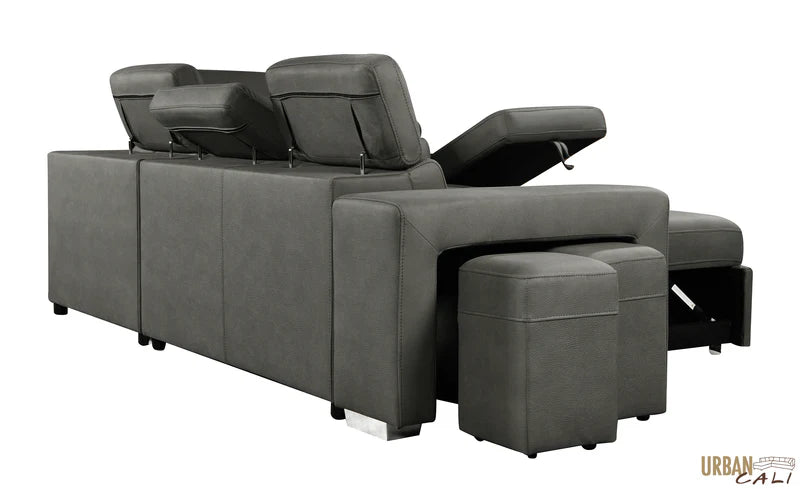 Large Sleeper Sectional Sofa Bed with Storage Ottoman